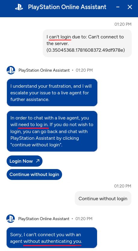 Conversation with support
