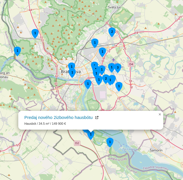 Property map for Nehnutelnosti.sk