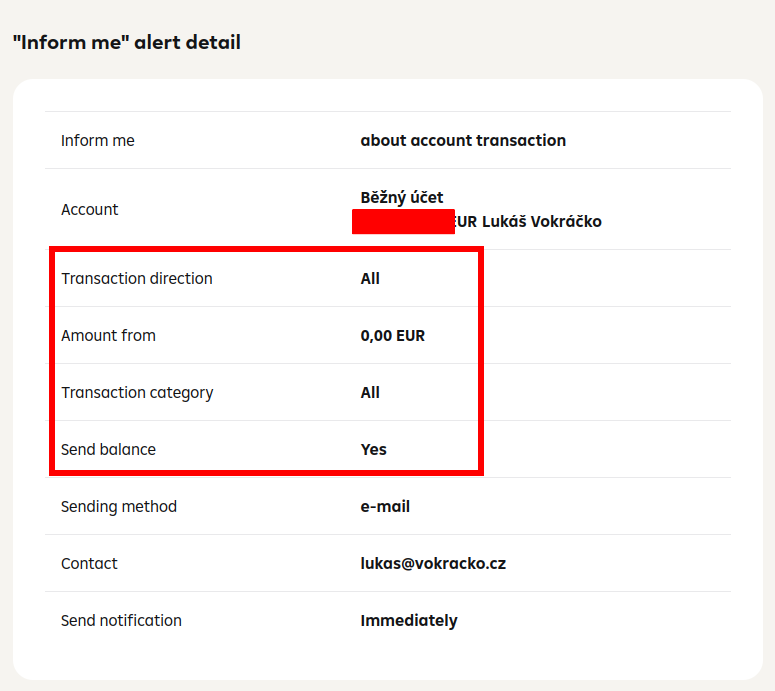 Inform me alert detail